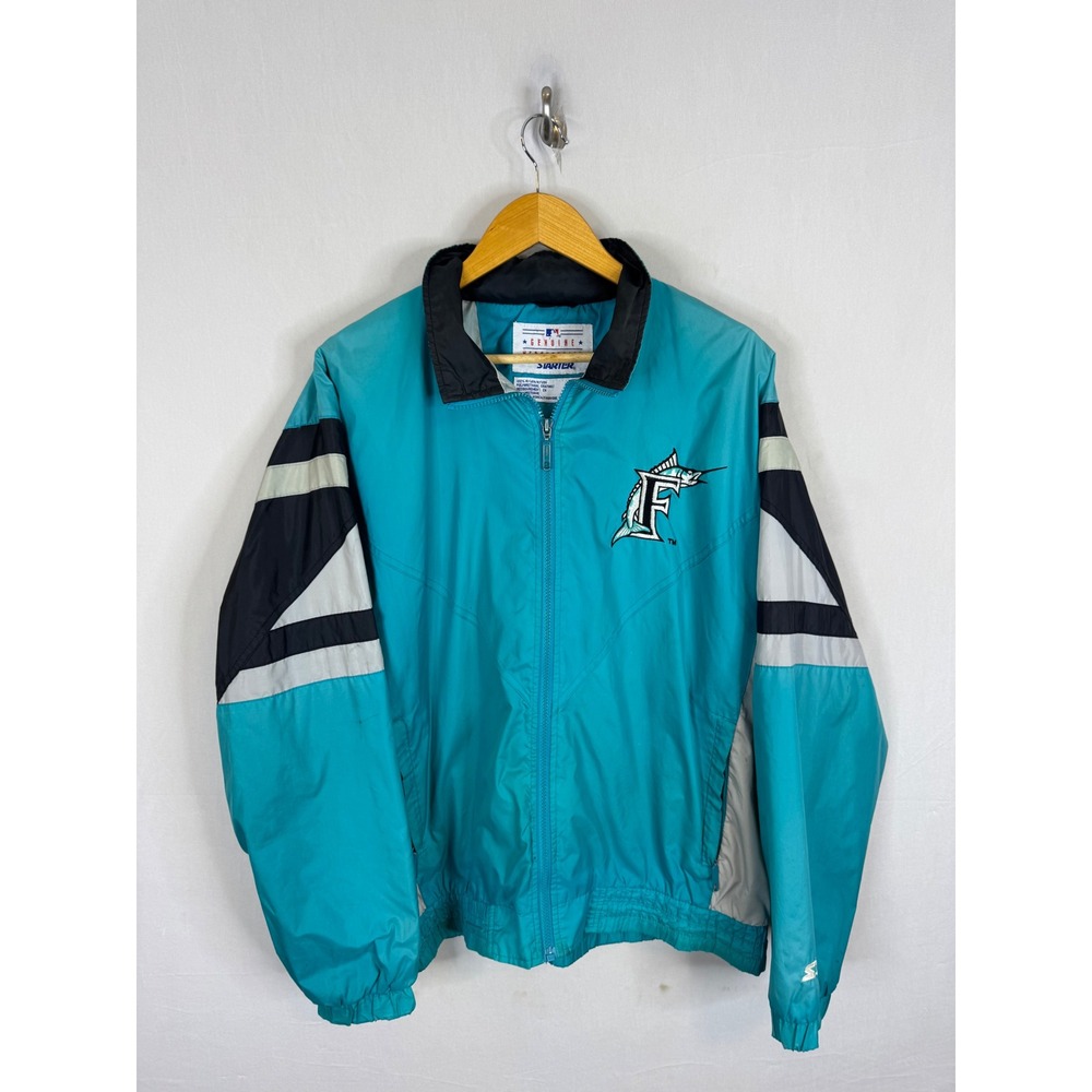 Vintage Florida Marlins Starter Windbreaker Jacket Teal Black MLB Mens M 90s